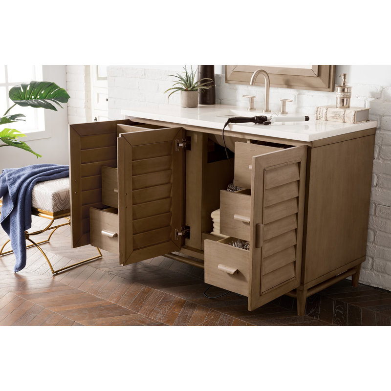 Portland 48'' W Single Vanity, Whitewashed Walnut, Lime Delight, Widespread