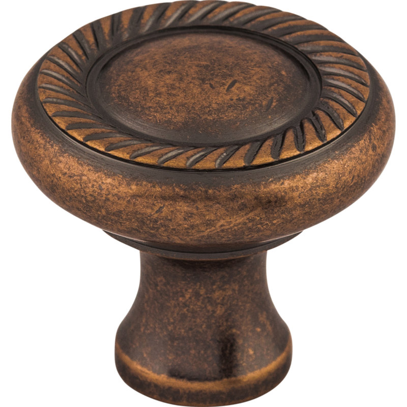 Swirl Cut 1 1/4" Diameter Round Knob, Antique Copper