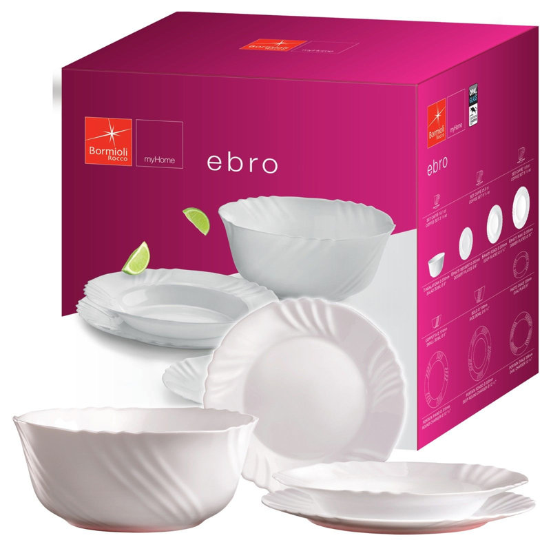 Glass Dinnerware Set 19 Piece - Service for 6