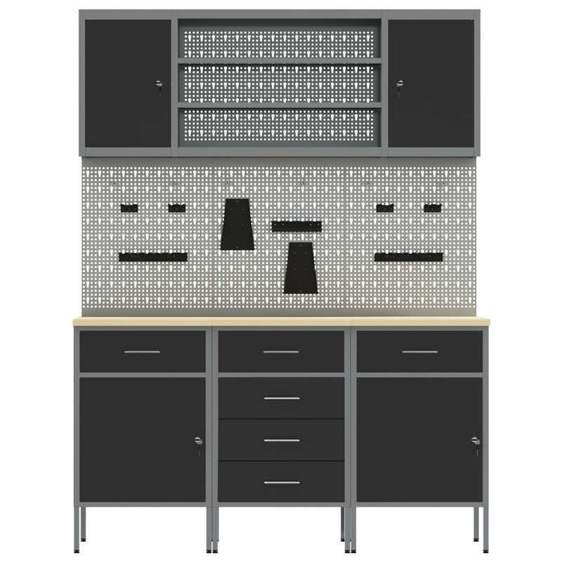 Work Cabinet with Drawer, Black