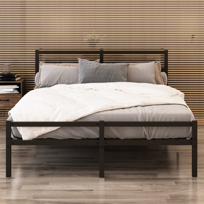 Twin Metal Platform Bed Frame With Headboard - Strong, No Box Spring Needed, Soundless Nighttime , Noise-, Black