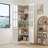 L-Shaped Corner Cabinet With 2-Glass-Door And 5 Shelves