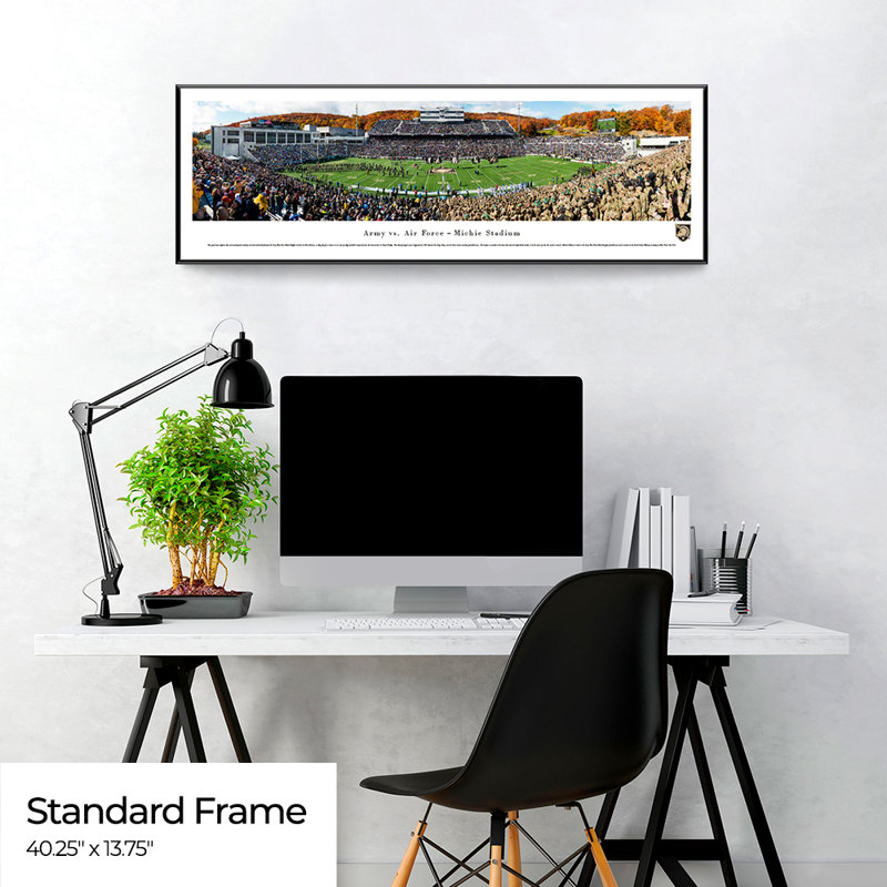 NCAA " College Football And Basketball ", Black Floater Framed, 13.75" H x 40.25" W x 0.88" D