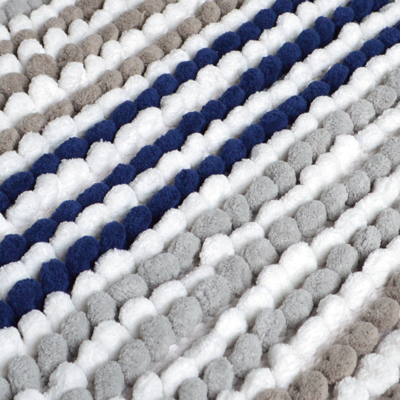 Hugo Stripe Bobble Pedestal Mat, Navy/Grey