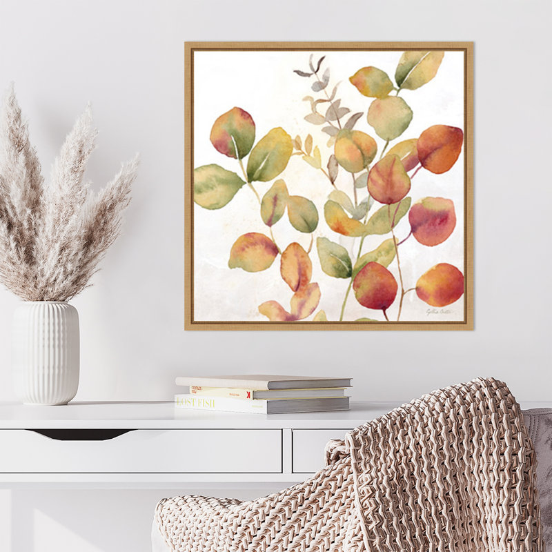 «Eucalyptus Leaves Fall I» par Cynthia Coulter, reproduction d'art sur toile encadrée, H 22 po x l 22 po