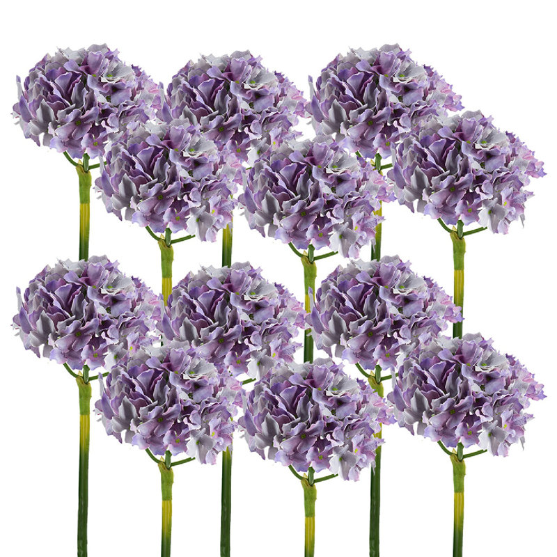 14" Purple Faux Hydrangea Outdoor Tabletop Topiary Set