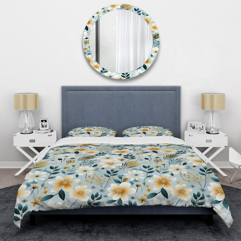 Ensemble de housse de couette Scandinavian Garden Flower Whirl III - Floral, Housse de couette pour très grand lit et 2 très