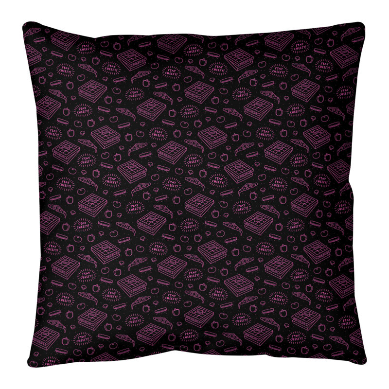 Coussin de sol pizza, H 40 po x l 40 po, Noir / Rose