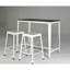 Table spacieuse à hauteur de comptoir pour la cuisine et la salle à manger, rectangulaire blanche et brune avec pieds en métal
