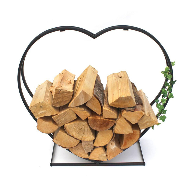 Deran 21.5'' W Metal Heart Shaped Firewood Log Rack