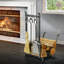Handcrafted Fireplace Steel Log Carrier with Tool