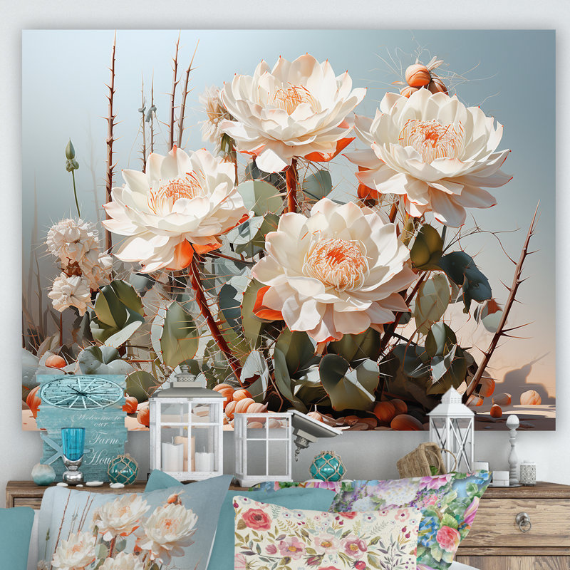 Cactus perle sur une impression sur toile, 16" H x 32" W, Toile tendue