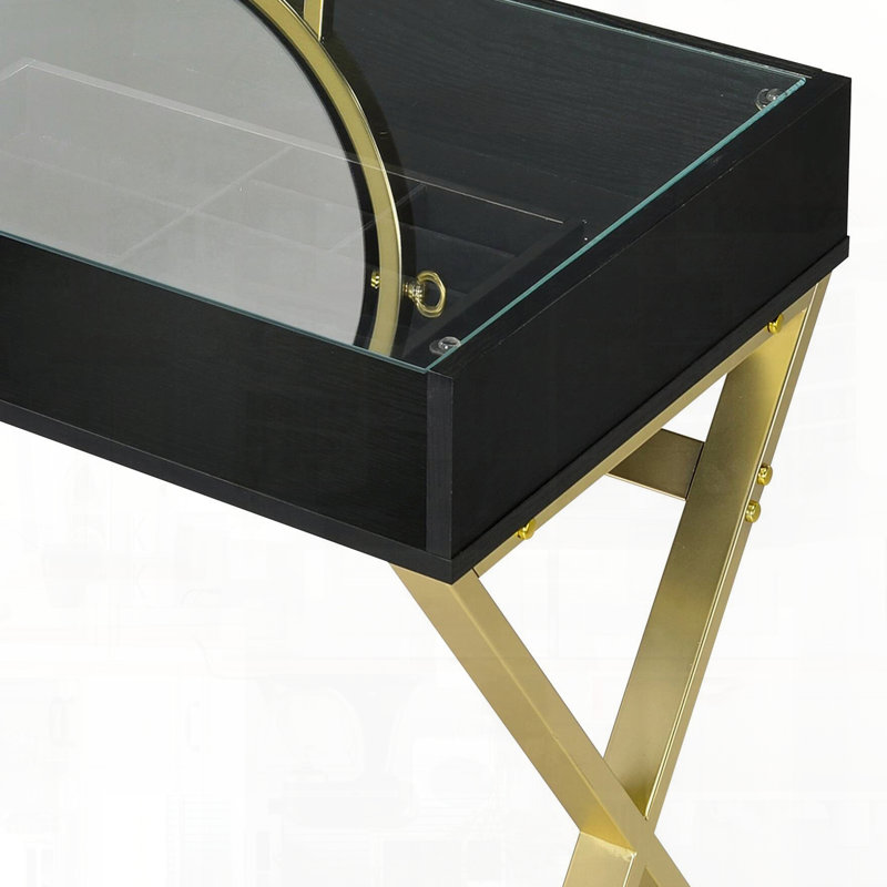 Bureau de coiffeuse avec miroir et plateau à bijoux au design élégant