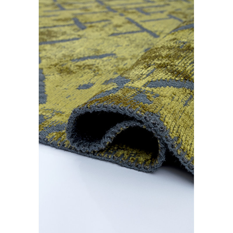 Rapture Green Abstract Luxury Area Rug, Rectangle 7'10" x 11'2", Olive Green