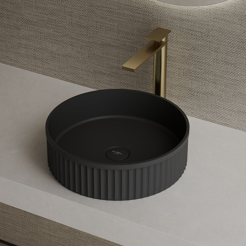 Évier vasque rond à surface solide 16 "Monblari - Noir mat, Noir mat