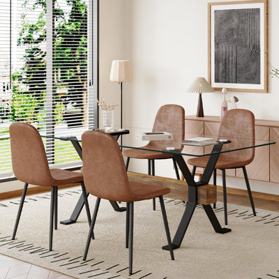 5-Piece Glass Top Dining Table Sets