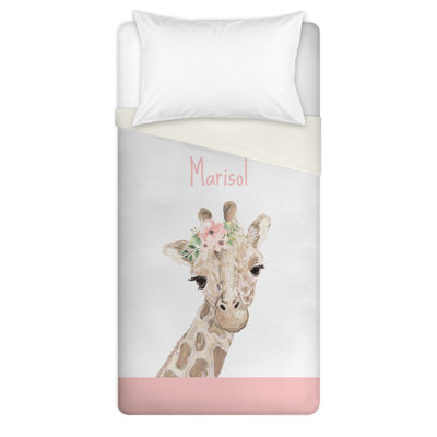 Housse de couette bébé girafe avec fleurs