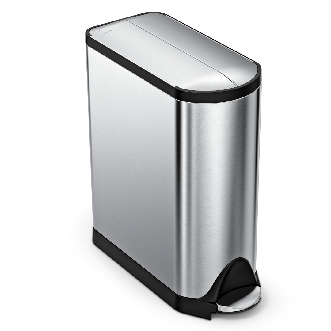 simplehuman Butterfly Lid Kitchen Step Trash Can, Brushed Stainless Steel simplehuman 