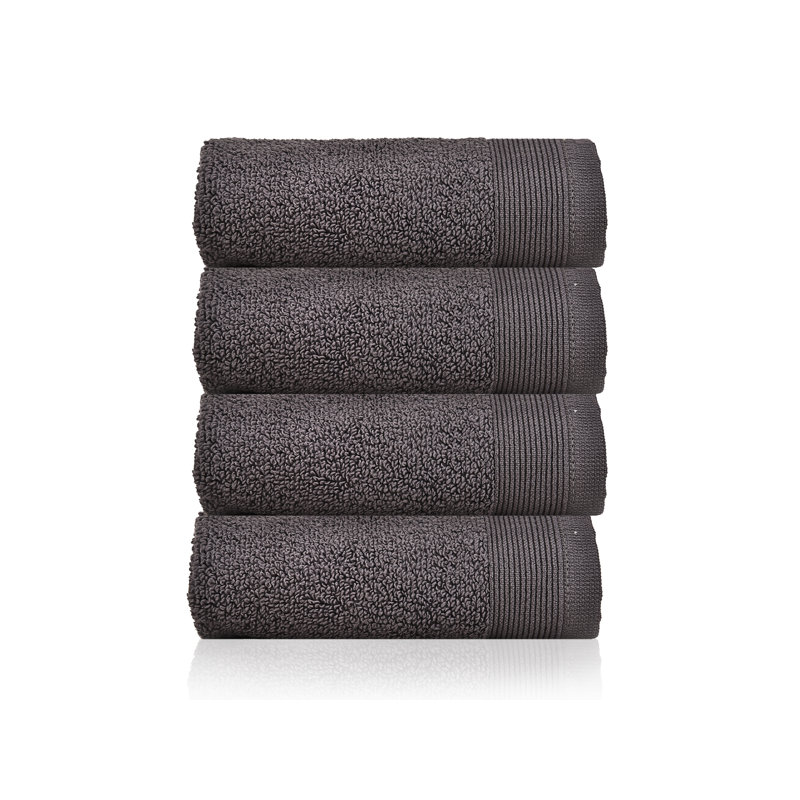 Hardee 4 Piece 100% Cotton Hand Towel Set, Gray