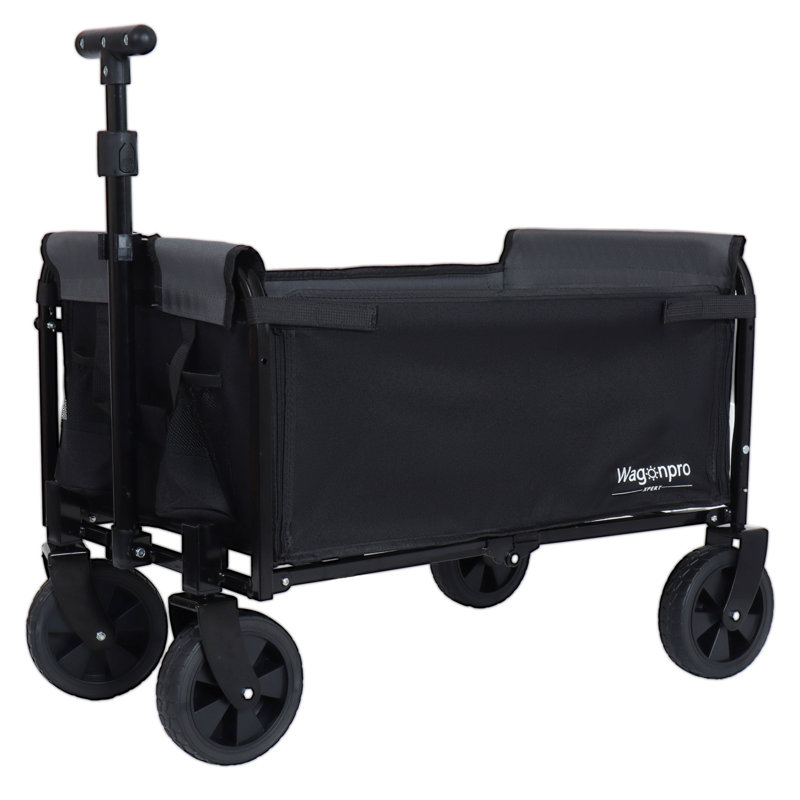 Chariot de camping pliable tout-en-un convertible: siège de banc, compartiment de rangement et attache pour chien incluse