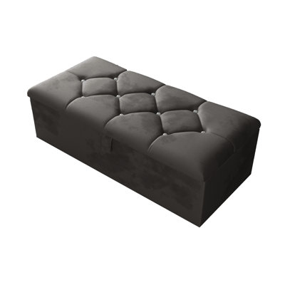 Alax 102cm Wide Rectangle Geometric Standard Ottoman with Storage