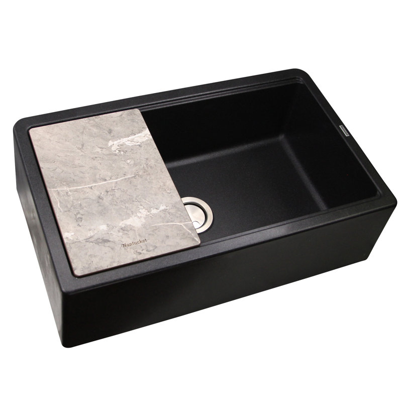 Plymouth 33'' L Single Basin Kitchen Sink, Black