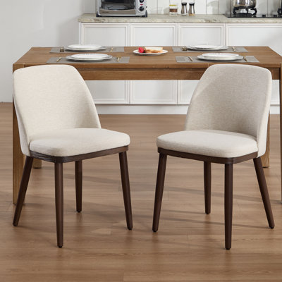 Modern Armless Upholstered Dining Chairs with Solid Wood Legs Side Accent Chair for Dining Room/Living Room