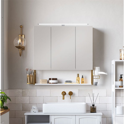 Winnie 700mm W 700mm H Surface Framed Medicine Cabinet with Mirror and 3 Adjustable Shelves