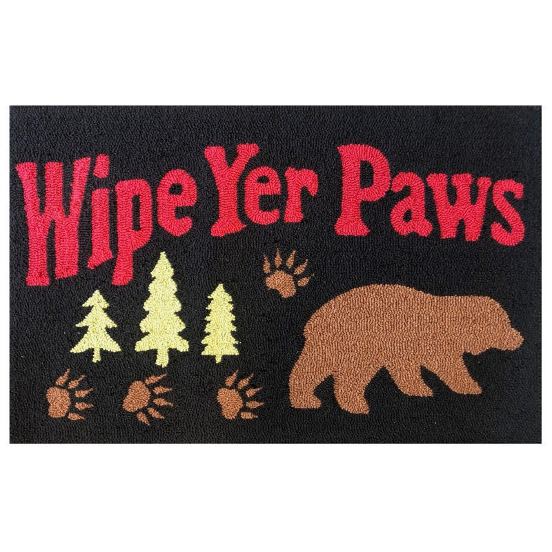 Wipe Yer Paws Black Size 24"X36", Black/Red/Brown