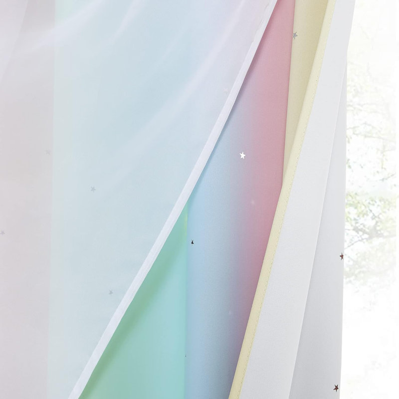 Blackout Curtain Pair, Pink/Yellow/Green/Blue