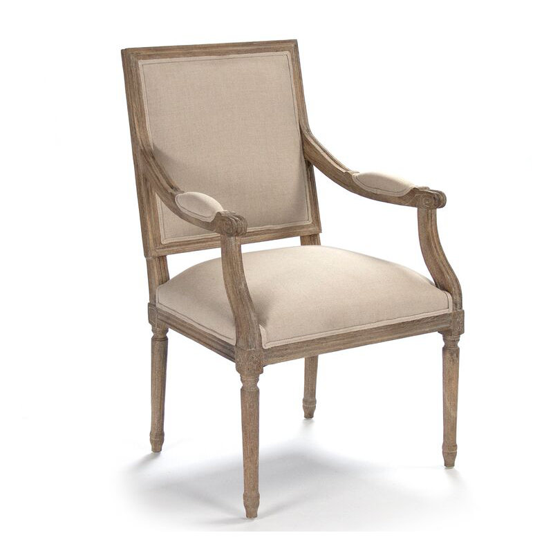 Louis Armchair, Limed Gray Oak, Natural