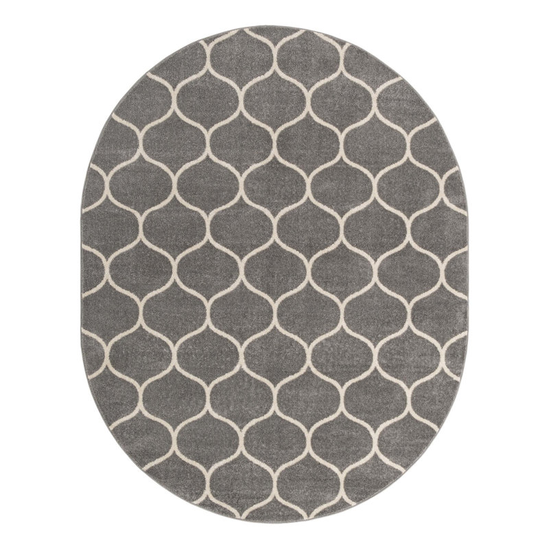 Tapis gris clair Lllan, Ovale 7 pi 10 po x 10 pi