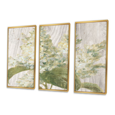 " Goauche Green Flower II " 3 - Pieces