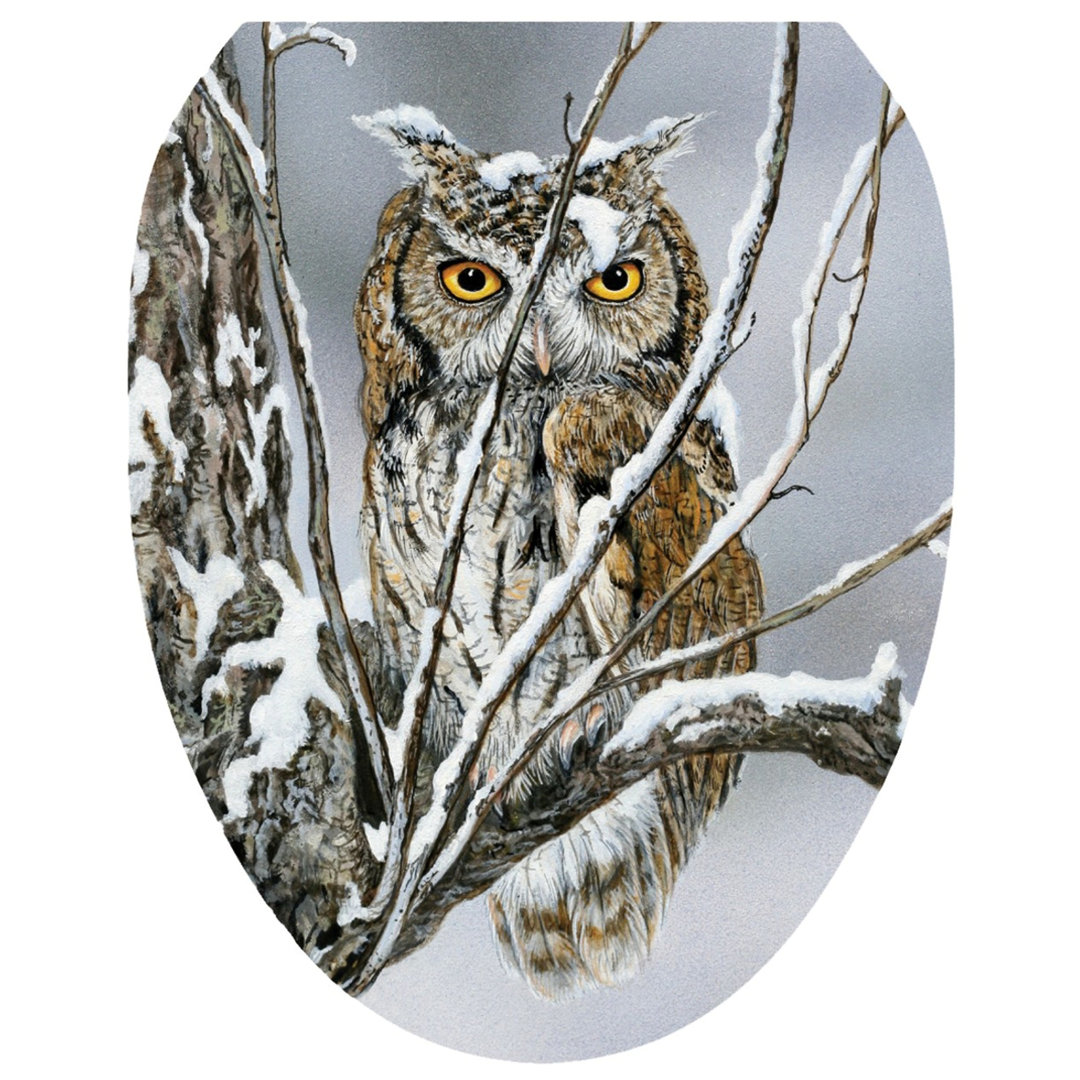 Rustic Owl Toilet Seat Decal – Toilet Tattoos Woodland Static Cling Vinyl Lid Cover Fits Round & Elongated Seats Toilet Tattoos 