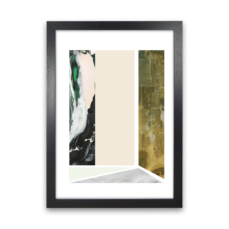 Green Marble Rectangle Abstract by Pixy Paper - Print, 84cm H x 59.4cm W x 3cm D, Black Framed