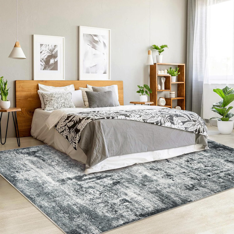 Washable Area Rugs Non-Slip Modern Abstract Soft for Living Room Entryway Bedroom, Print Pattern, Rectangle 1'8" x 1'10"