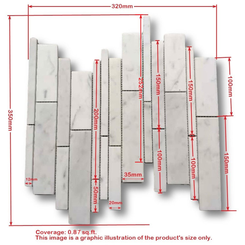 Calacatta 13" x 10" Marble Mosaic Tile, White/Gray