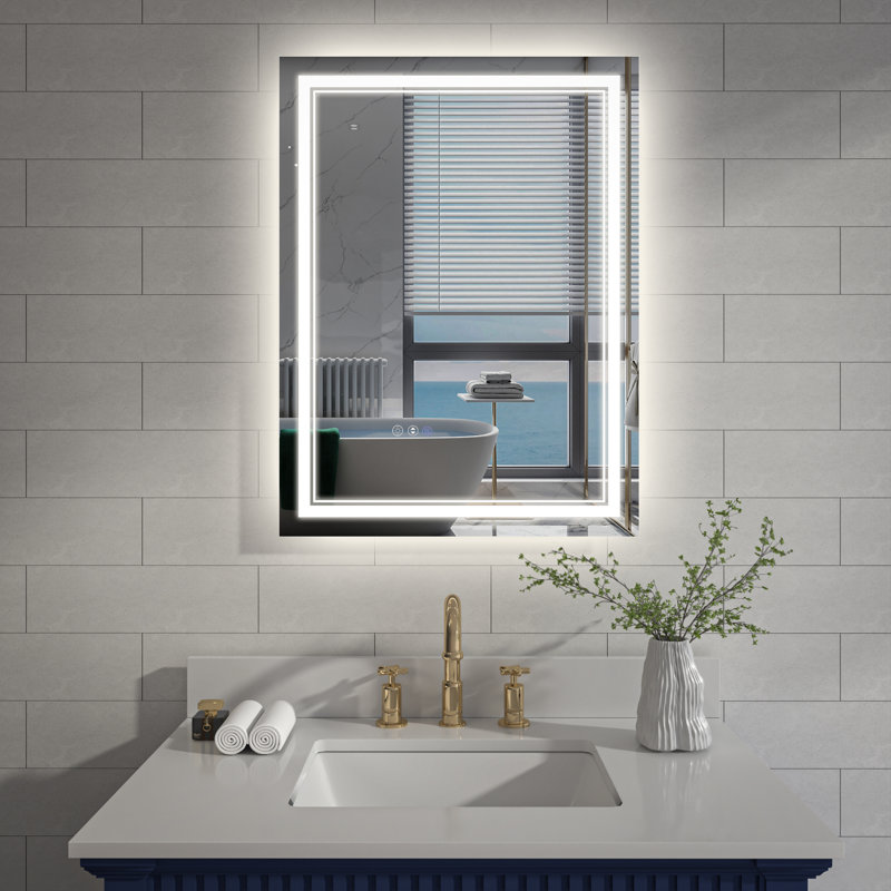 Miroir de salle de bain à DEL à intensité variable avec fonction de désembuage, 32 po x 24 po, Rectangle