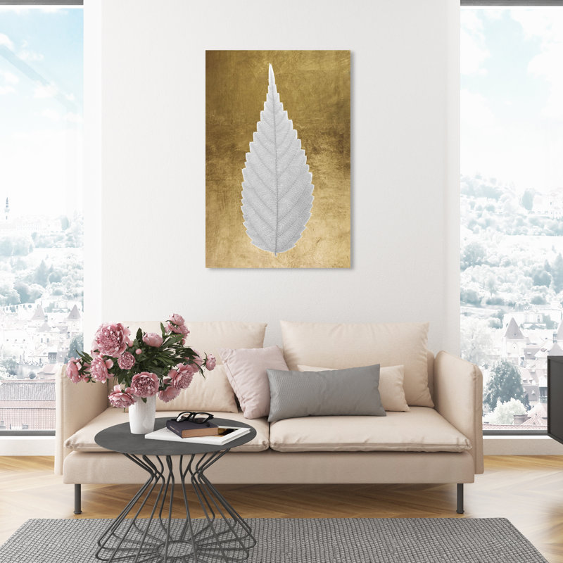 " Leaf In Gold II ", Wrapped Canvas, 45" H x 30" W