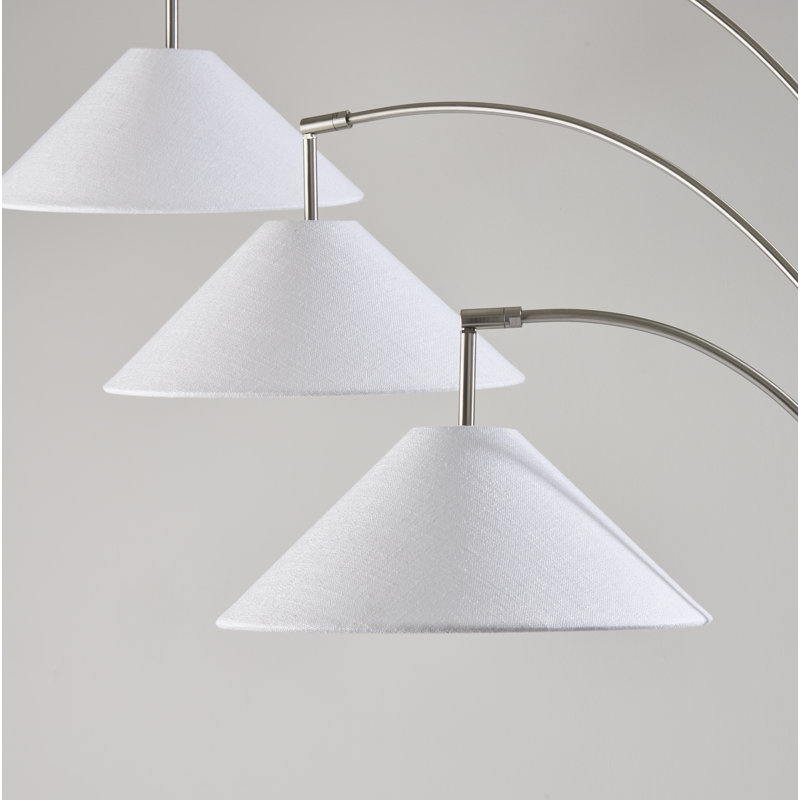 Lampe sur pied à branches 86 po Braxton, Blanc texturé, Acier brossé