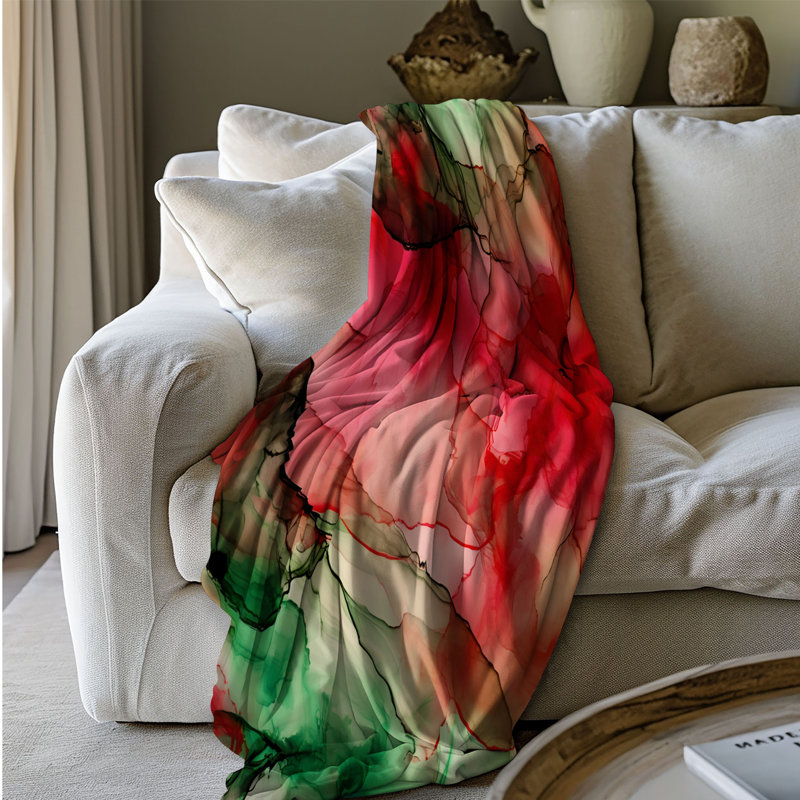 Jeté 1 pièce Sherpa Dazzling Scarlet Shimmer, Grand lit