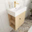 21.6" Floating Bathroom Vanity With Ceramic Basin And Left Side Storage In Wood