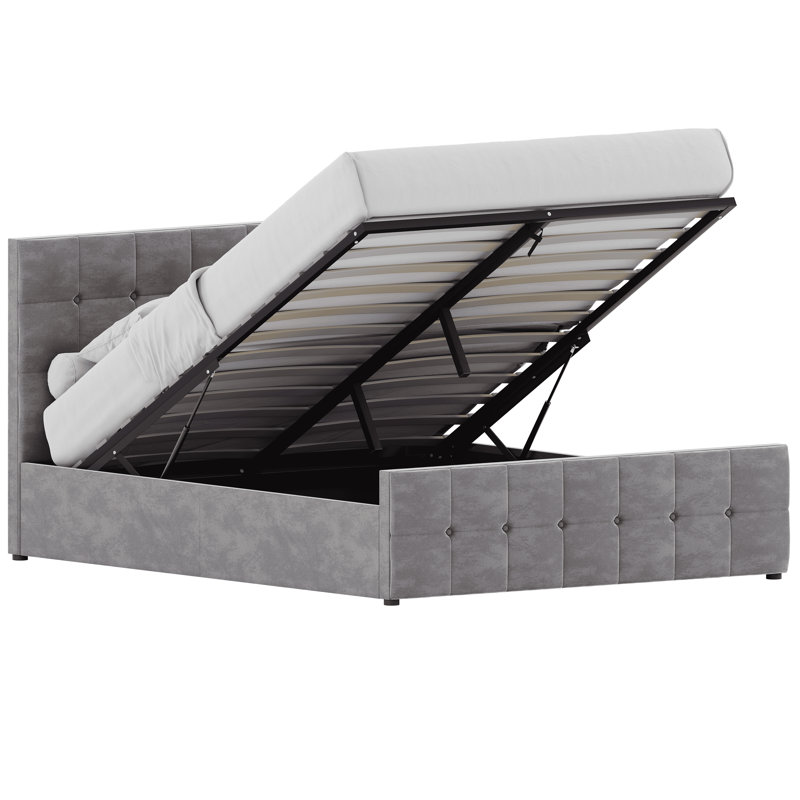 Connell Upholstered Ottoman Bed, UKFR Certified, Light Grey Velvet, Kingsize (5')