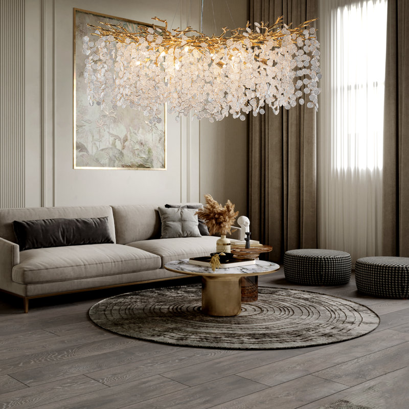 Lustre en cristal 18 lumières Paree, 18" H x 47.5" W x 47.5" D