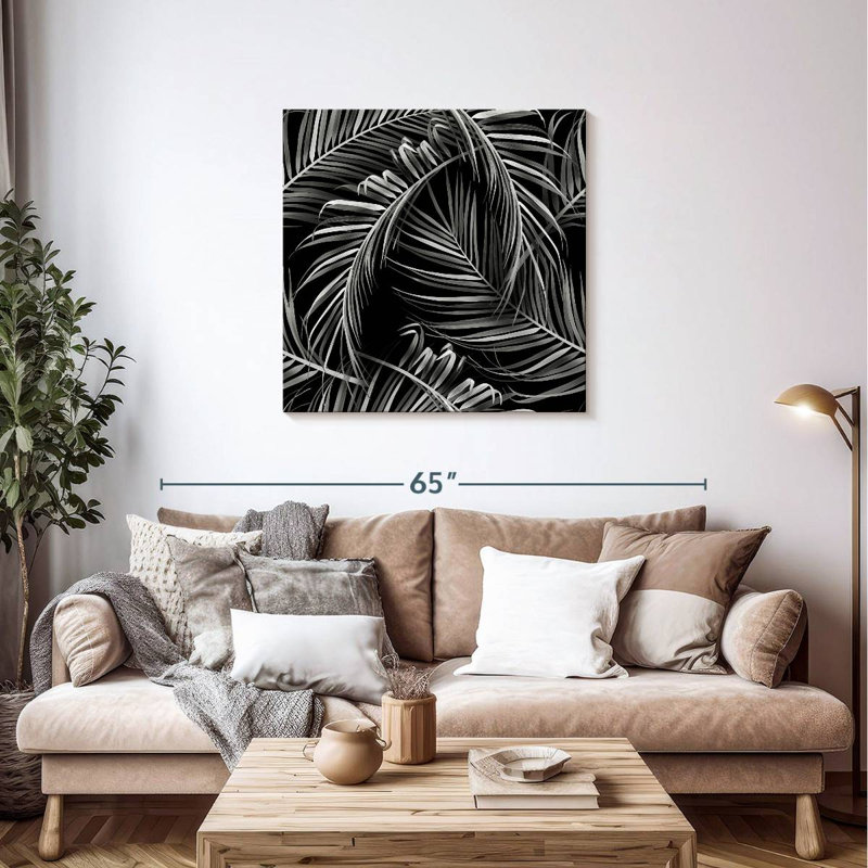 Harnek Monochromatic Palm Leaves, 36" H x 36" W