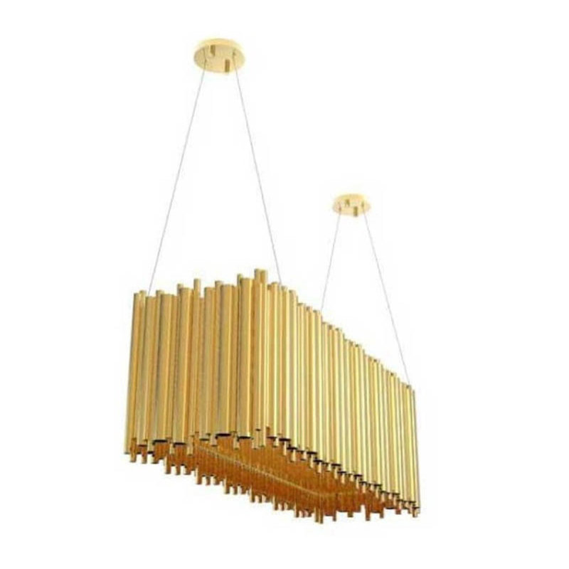 Lustre rectangulaire clair Light Brubeck, Chrome, 51” Length x 19” Width x 17” Height