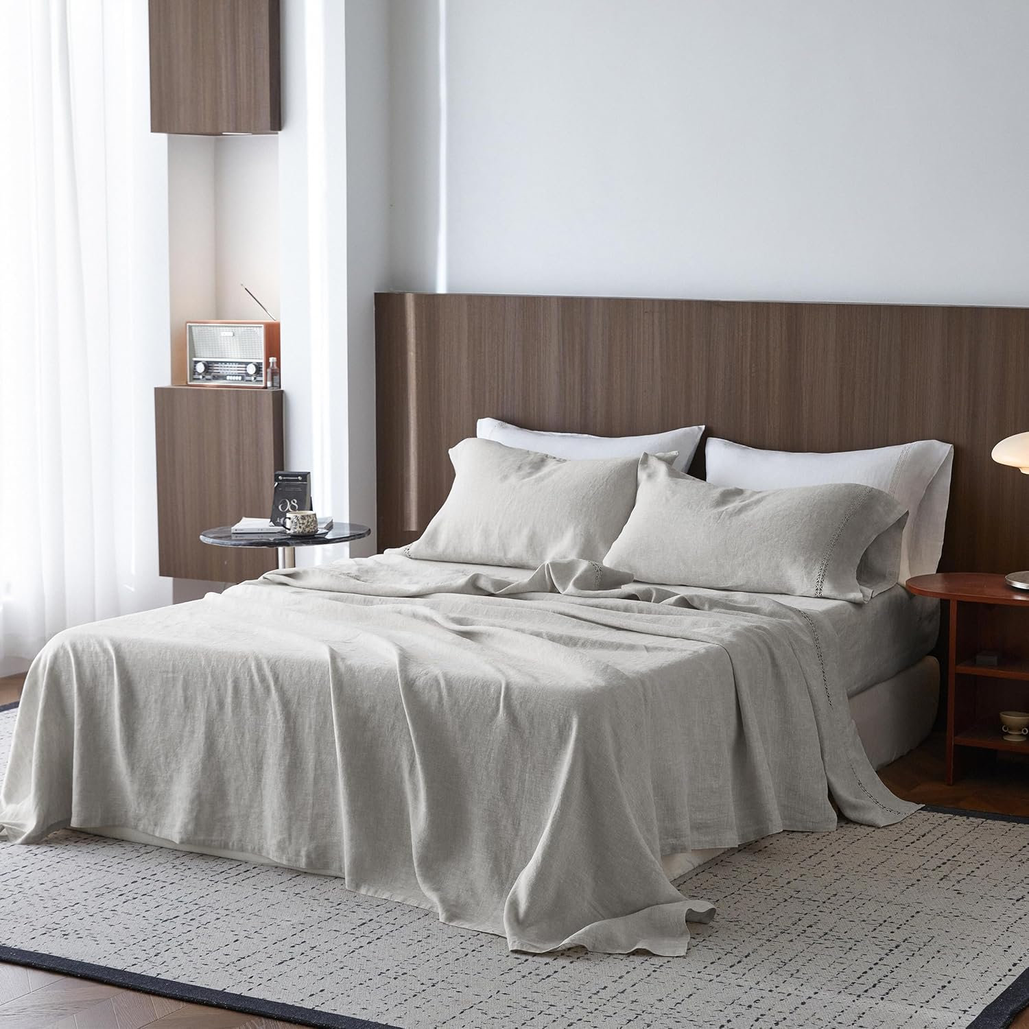 Linen Roots Sheets Simple&Opulence 100% Washed Linen Sheet Set-Natural French Flax Bed ...