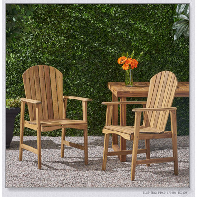 Outdoor Weather Resistant Acacia Wood Adirondack Dining Chairs, Set Of 2, Durable And Stylish For Patio And Backyard