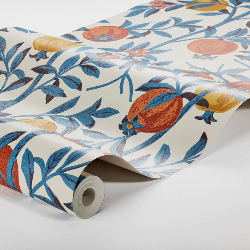 Boråstapeter Granatapple Wallpaper, White/Blue/Yellow