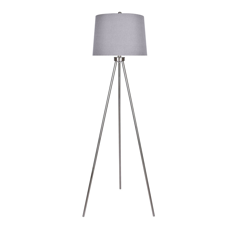 Atasia 61.75'' Tripod Floor Lamp, Gray Linen